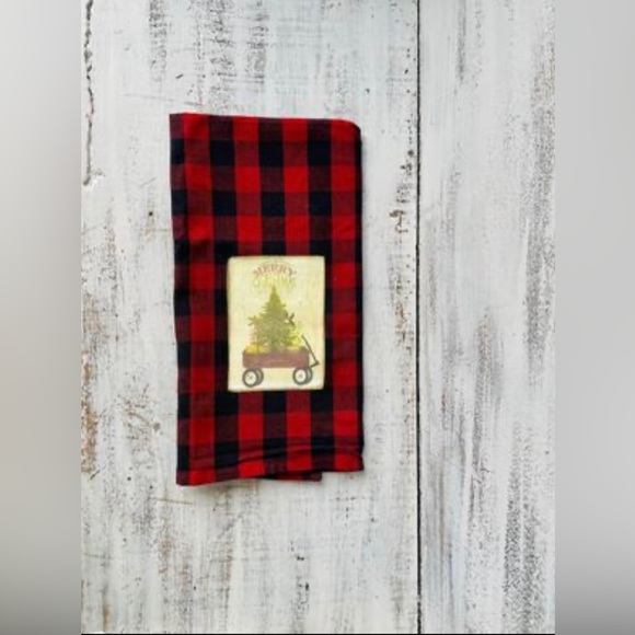 *Merry Christmas Red Wagon Dish Towel - Picture 10 of 10